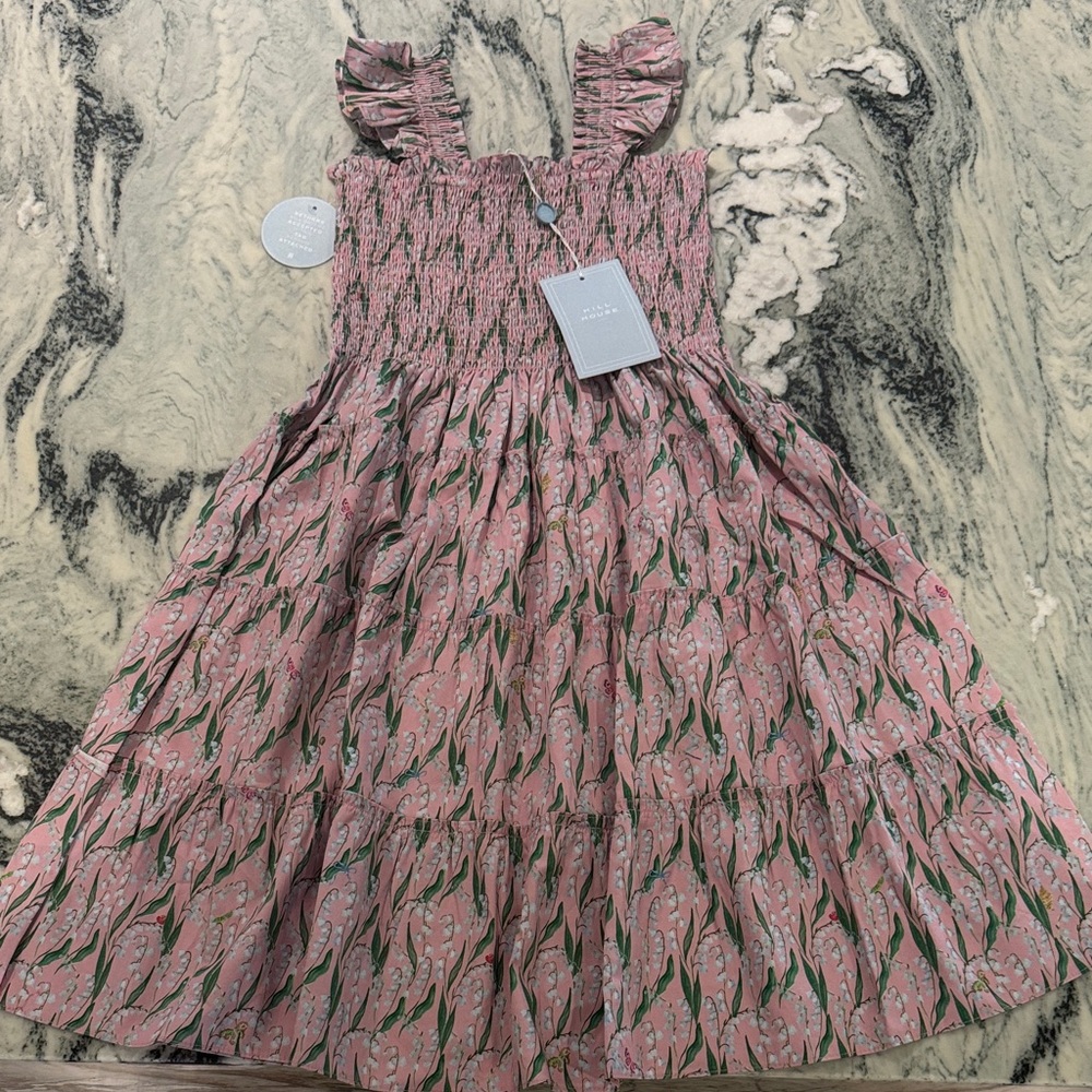 NWT Hill House Pink and Green Ruffled Kids Dress